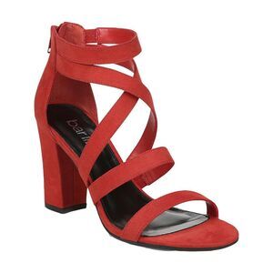 BAR III Womens Red Side Elastic Blythe Round Toe Block Heel Sandals 6 M